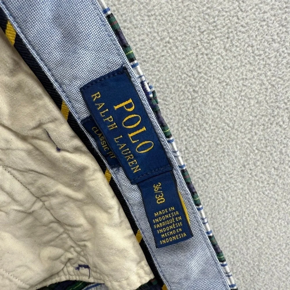 Ralph Lauren Pants Mens 36x30 fits 36x27 Green Plaid Check Trousers Pony Chino